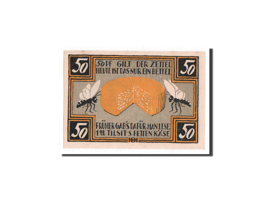 Germany, Tilsit, 50 Pfennig, fromage, 1921, UNC(65-70), Mehl:1324