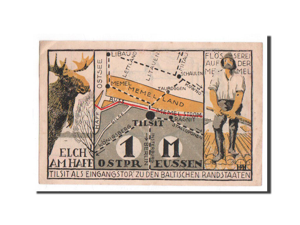 Germany, Tilsit, 1 Mark, carte, 1921, UNC(65-70), Mehl:1324