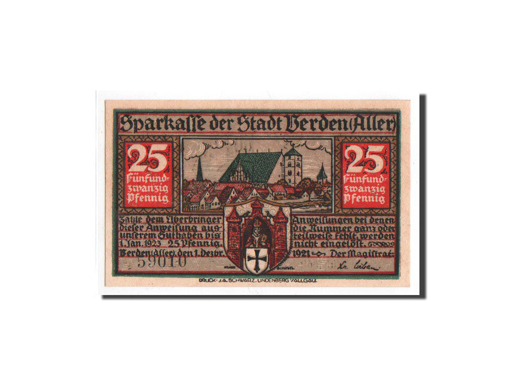 Banknote, Germany, Verden a.d Aller, 25 Pfennig, personnage, 1921, 1921-12-01