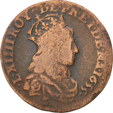 FRANCE, Liard de France au buste juvénile, deuxième type, Liard, 1655, Paris, KM