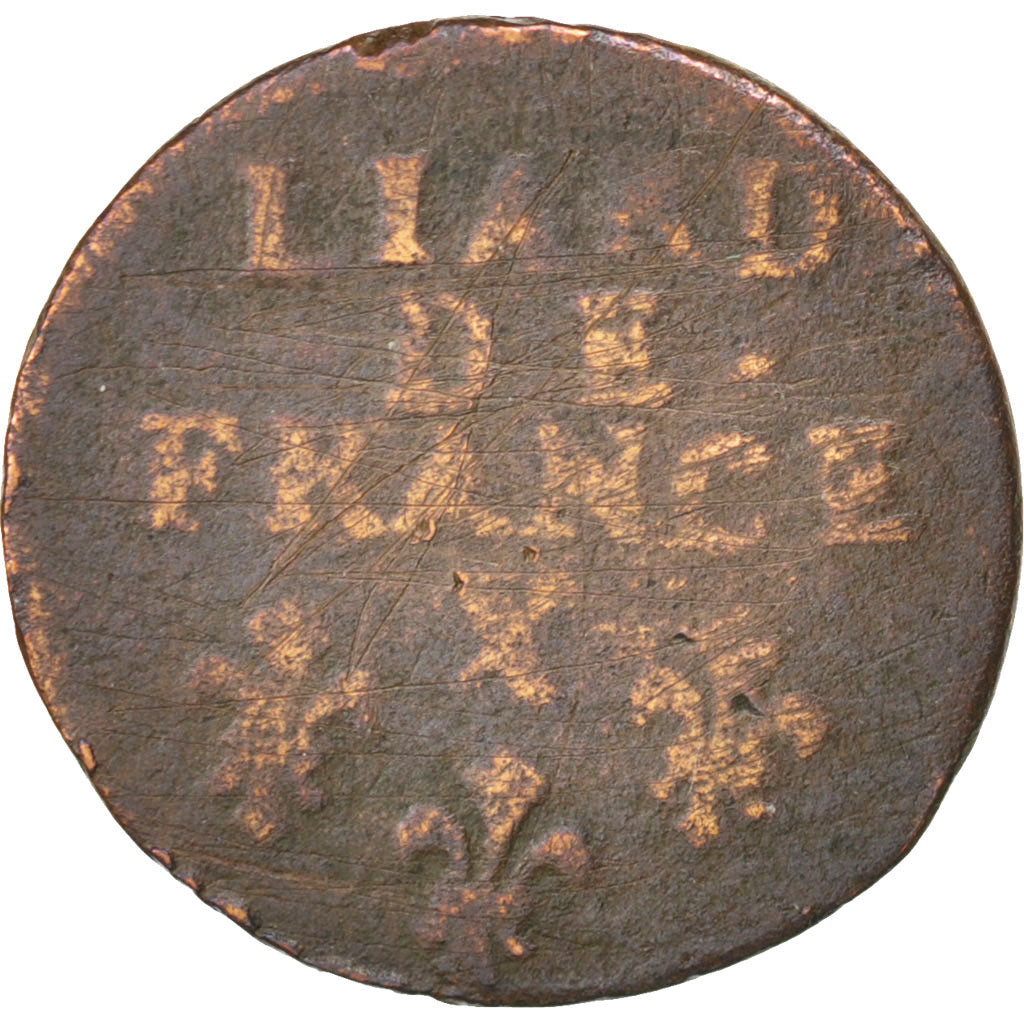 FRANCE, Liard de France au buste âgé, troisième type, Liard, 1695, Amiens, KM #2