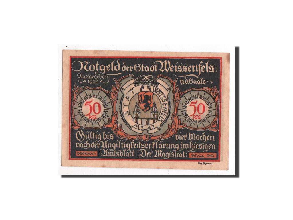 Banknote, Germany, Weissenfels, 50 Pfennig, personnage 1, 1921, Undated