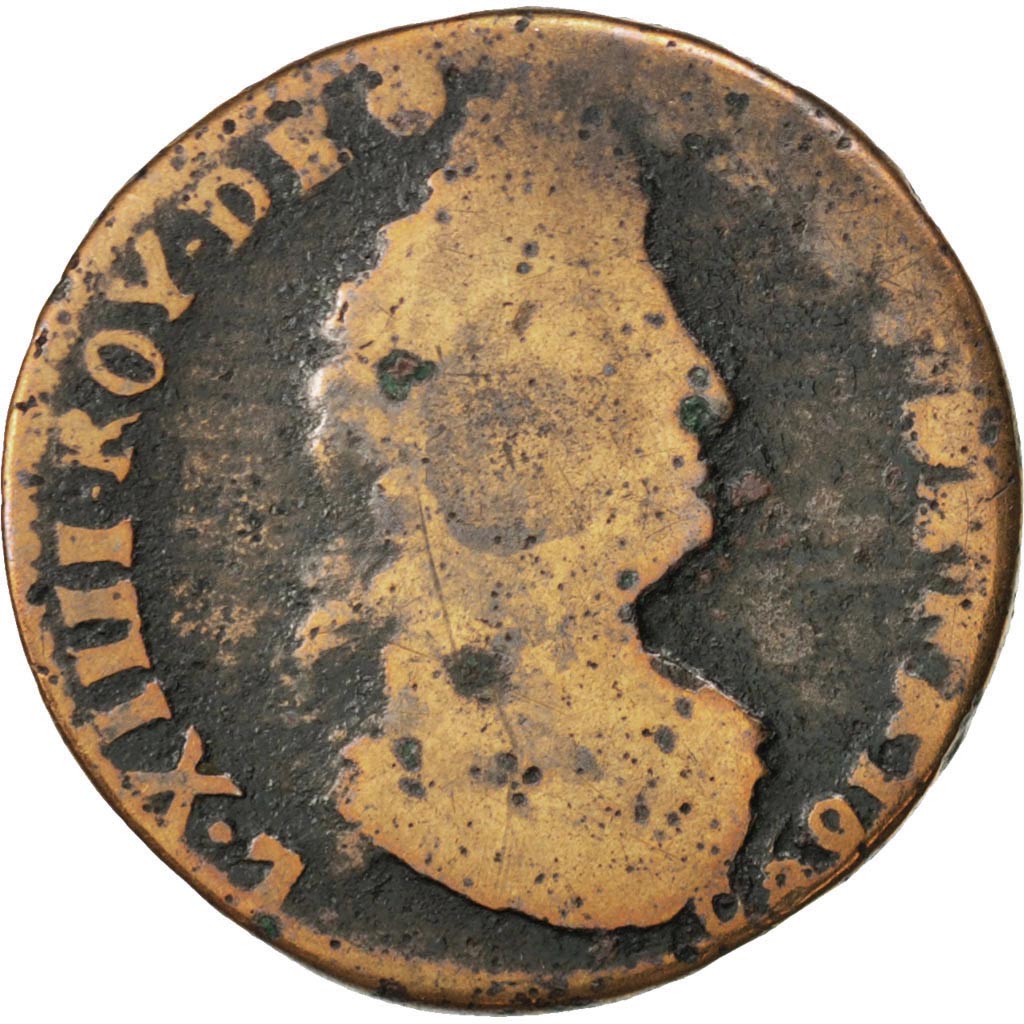 FRANCE, Liard de France au buste âgé, troisième type, Liard, 1696, Poitiers, KM 