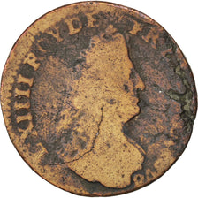 FRANCE, Liard de France au buste âgé, troisième type, Liard, 1696, La Rochelle, 
