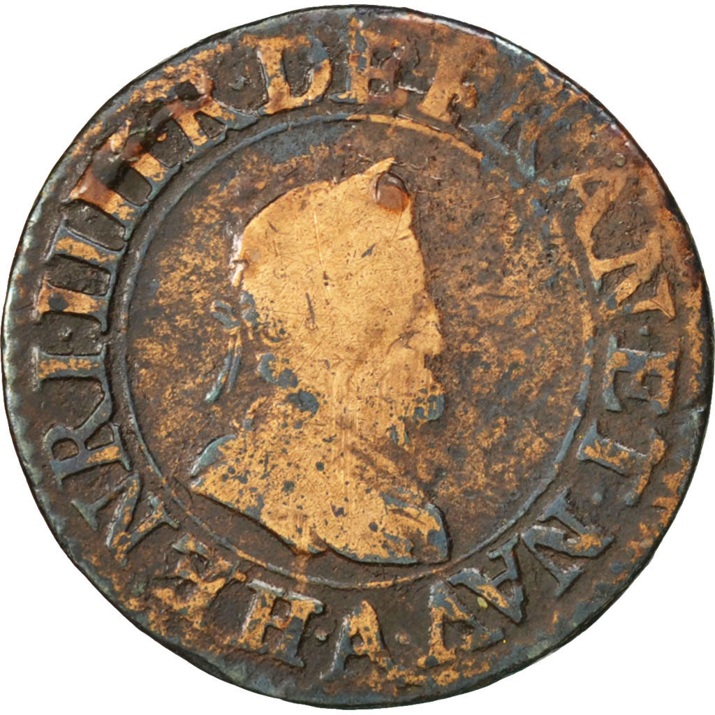 FRANCE, Double Tournois, 1607, Paris, KM #16.1, VG(8-10), Copper, CGKL #222,...