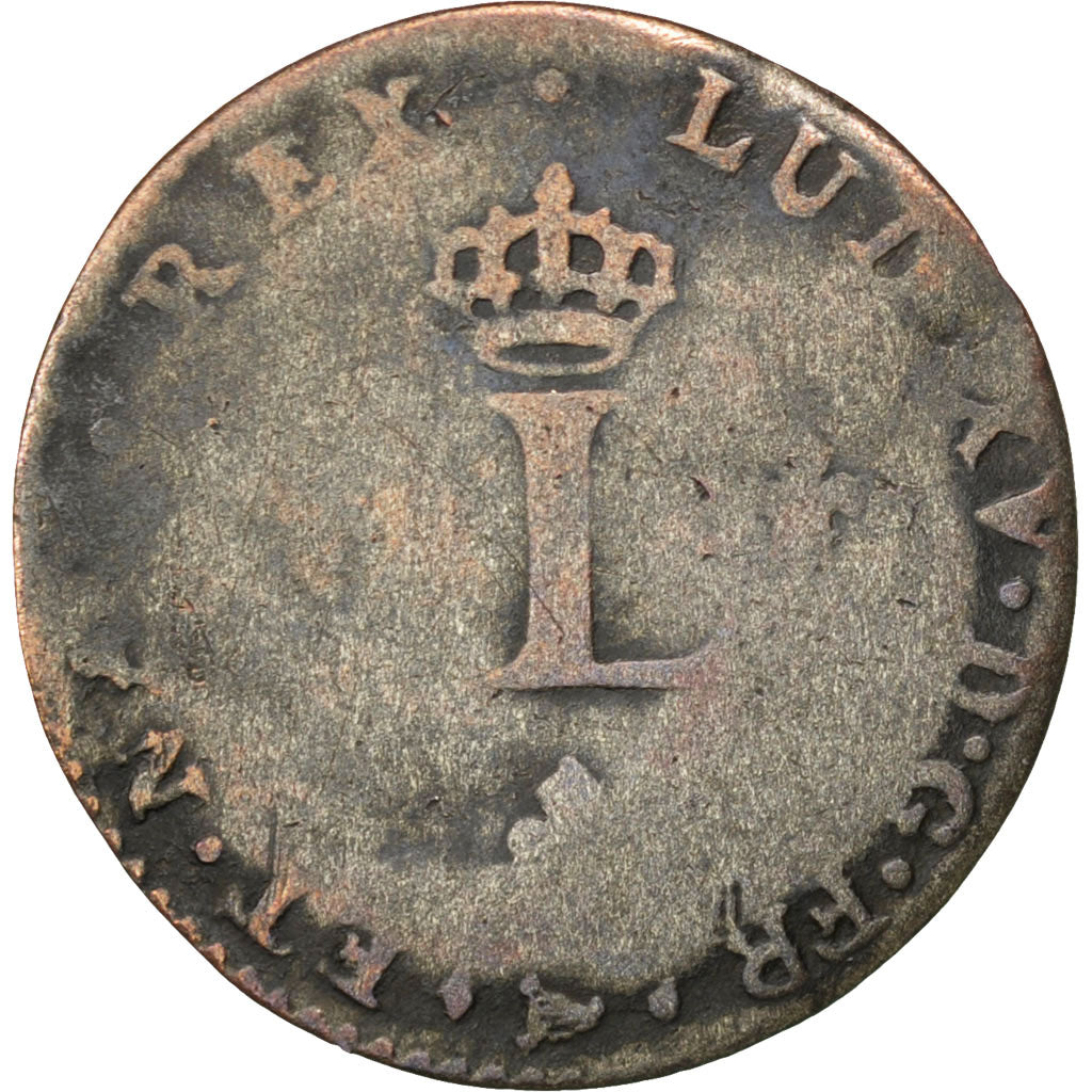 Francia, Louis XV, Double sol (2 sous) en billon, 2 Sols, 1740, Limoges, MB,...