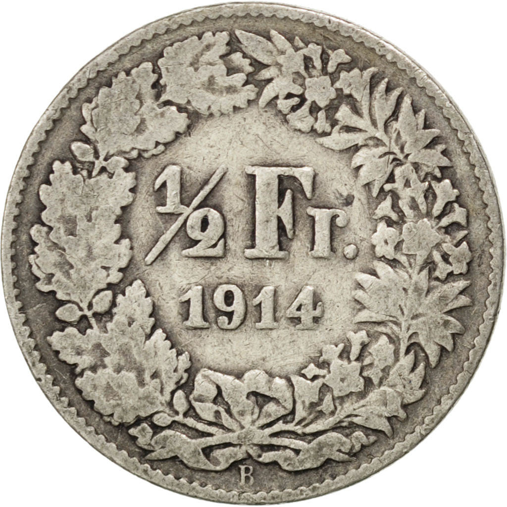 Moneta, Svizzera, 1/2 Franc, 1914, Bern, MB, Argento, KM:23