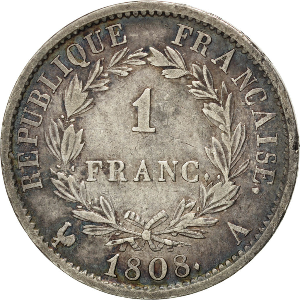 Francia, Napoléon I, Franc, 1808, Paris, BB, Argento, KM:682.1, Gadoury:447