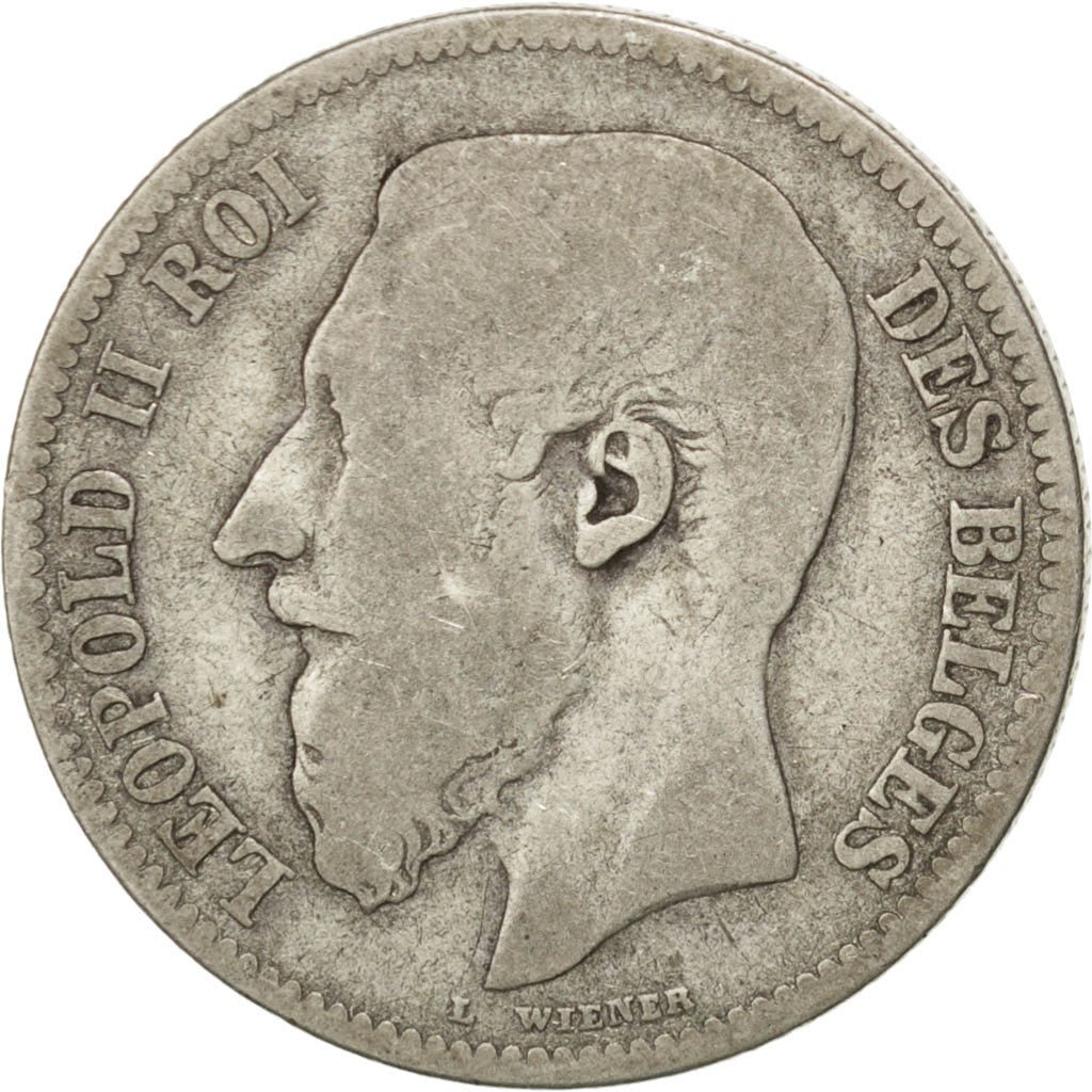 Belgio, Leopold II, 2 Francs, 2 Frank, 1867, B, Argento, KM:30.1