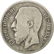 Belgio, Leopold II, 2 Francs, 2 Frank, 1867, B+, Argento, KM:30.1