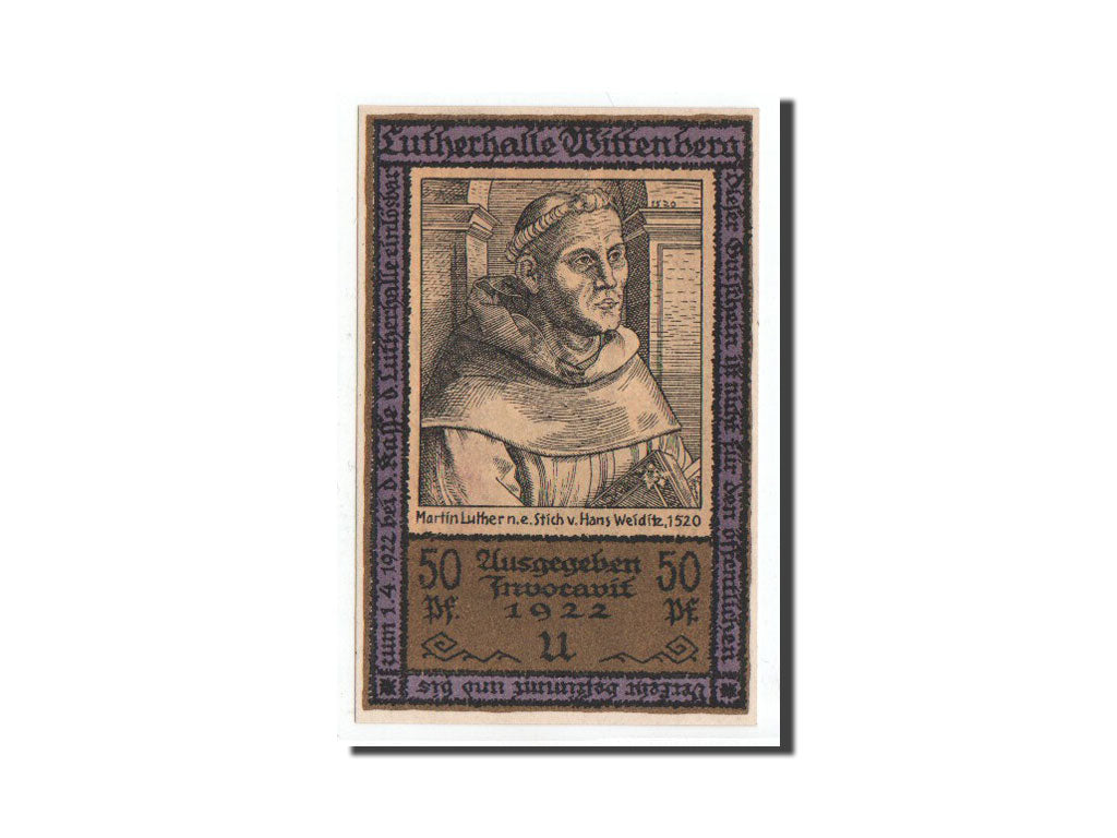 Banknote, Germany, Wittenberg, 50 Pfennig, portrait 1, 1922, Undated