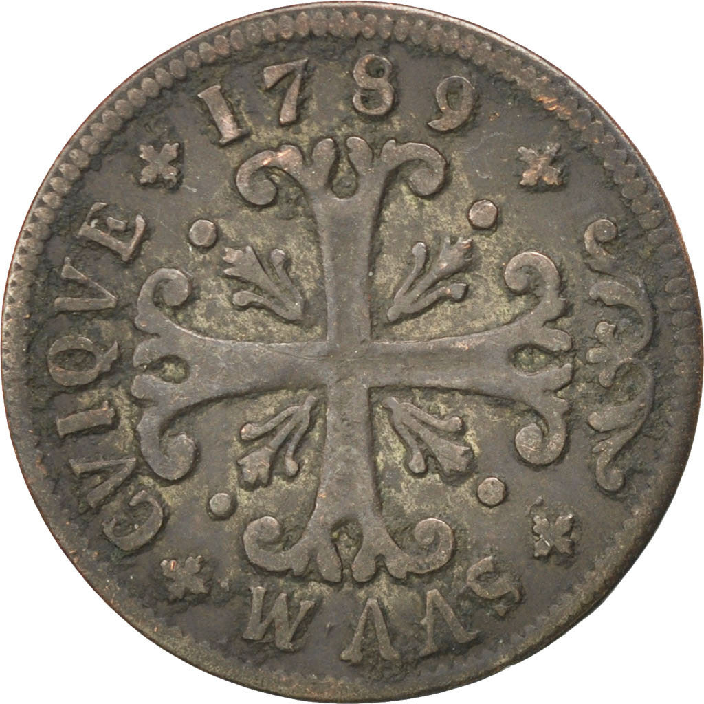 Moneta, CANTONI SVIZZERI, NEUCHATEL, 1/2 Batzen, 1789, Neuenburg, BB, Biglione