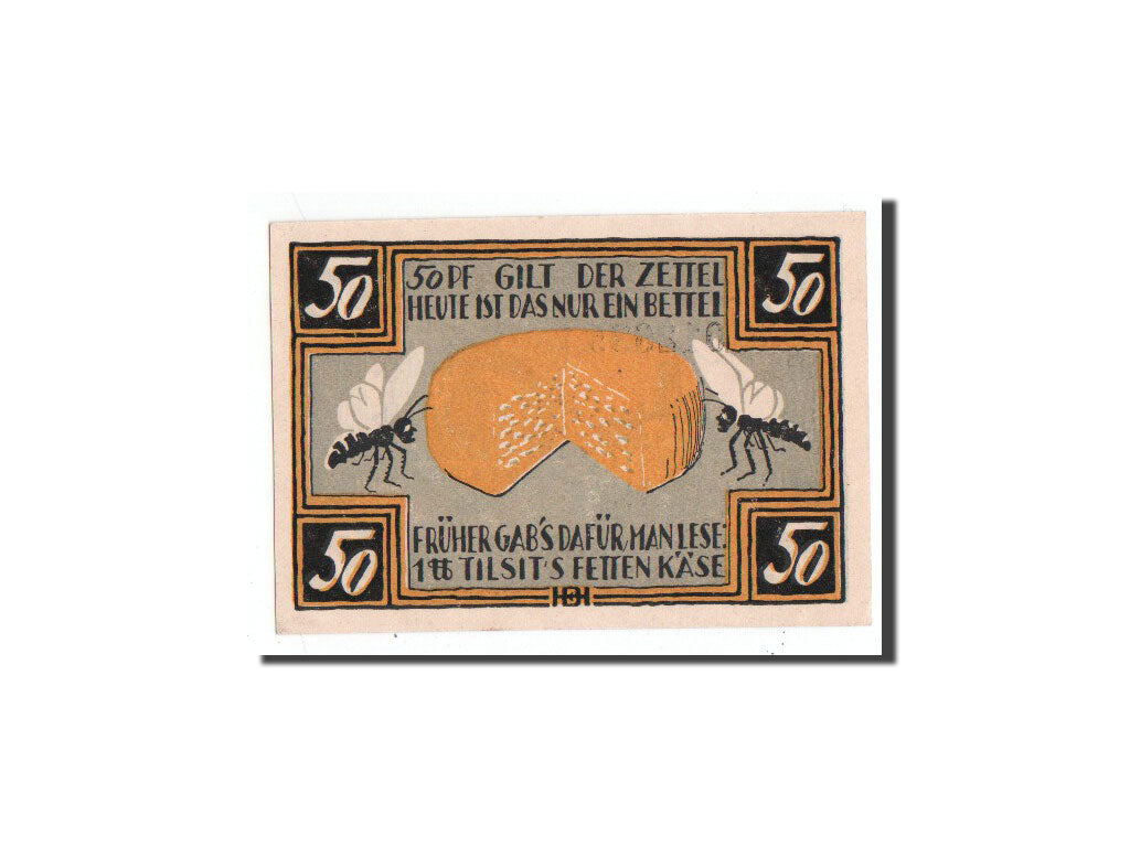 Banknote, Germany, Tilsit, 50 Pfennig, fromage, 1921, 1921-11-12, UNC(65-70)