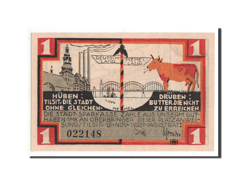 Allemagne, Tilsit, 1 Mark, carte, 1921, 1921-11-12, NEUF, Mehl:1324