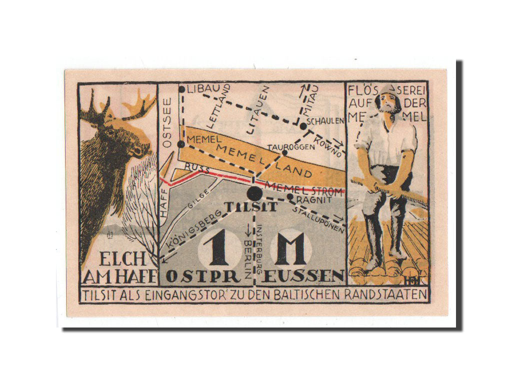 Allemagne, Tilsit, 1 Mark, carte, 1921, 1921-11-12, NEUF, Mehl:1324