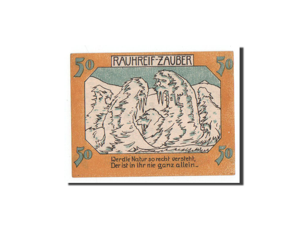 Banknote, Germany, Schierke im Harz, 50 Pfennig, ski de fond, O.D, Undated