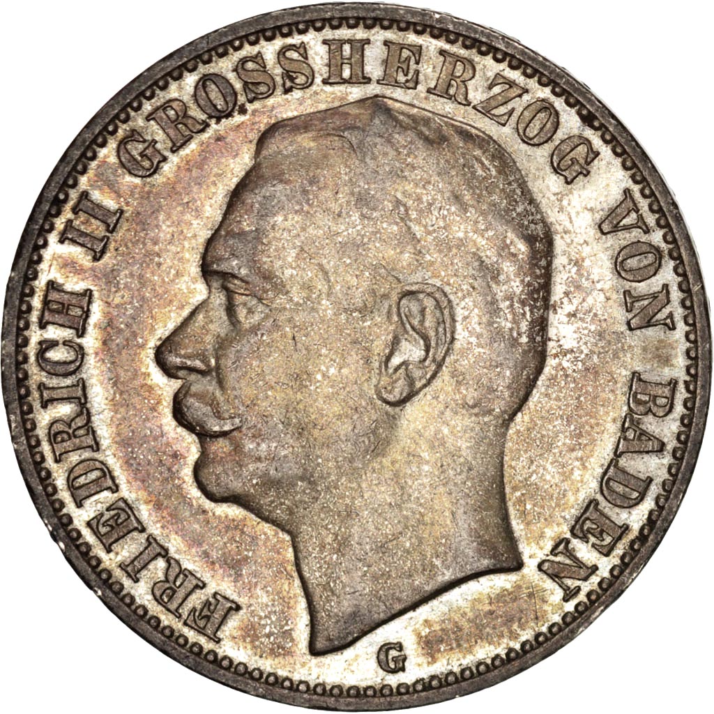 GERMAN STATES, 3 Mark, 1912, Stuttgart, KM #280, AU(50-53), Silver, 33, 16.69