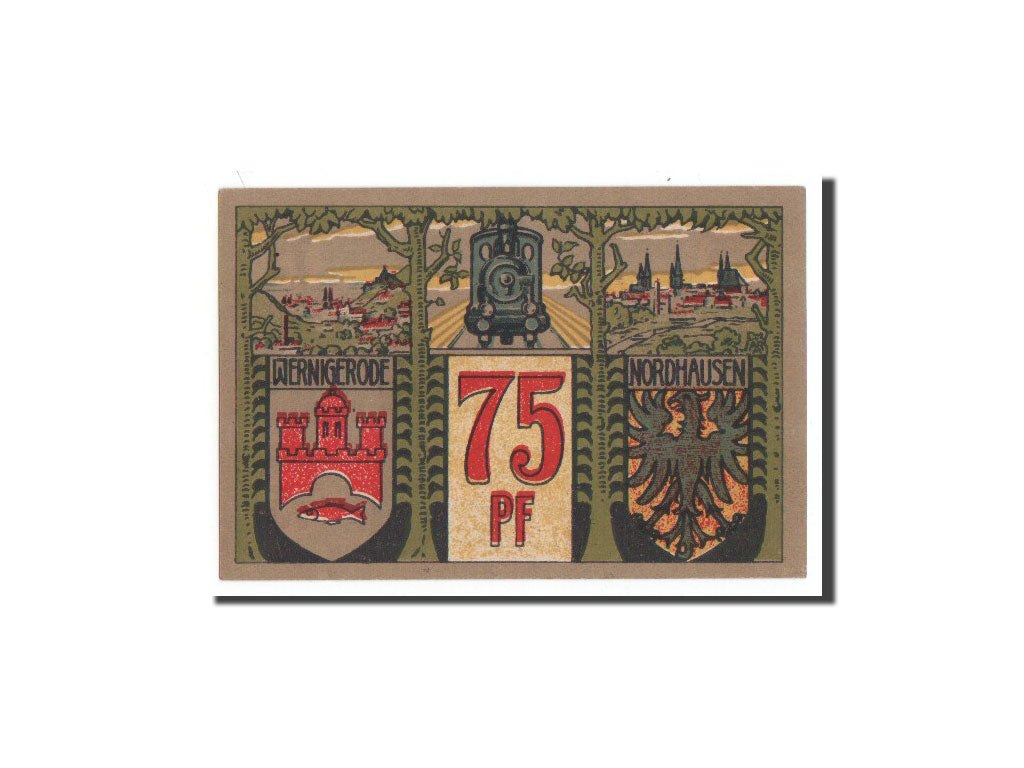 Germania, Wernigerode, 75 Pfennig, train, 1921, 1921-03-01, FDS, Mehl:1406