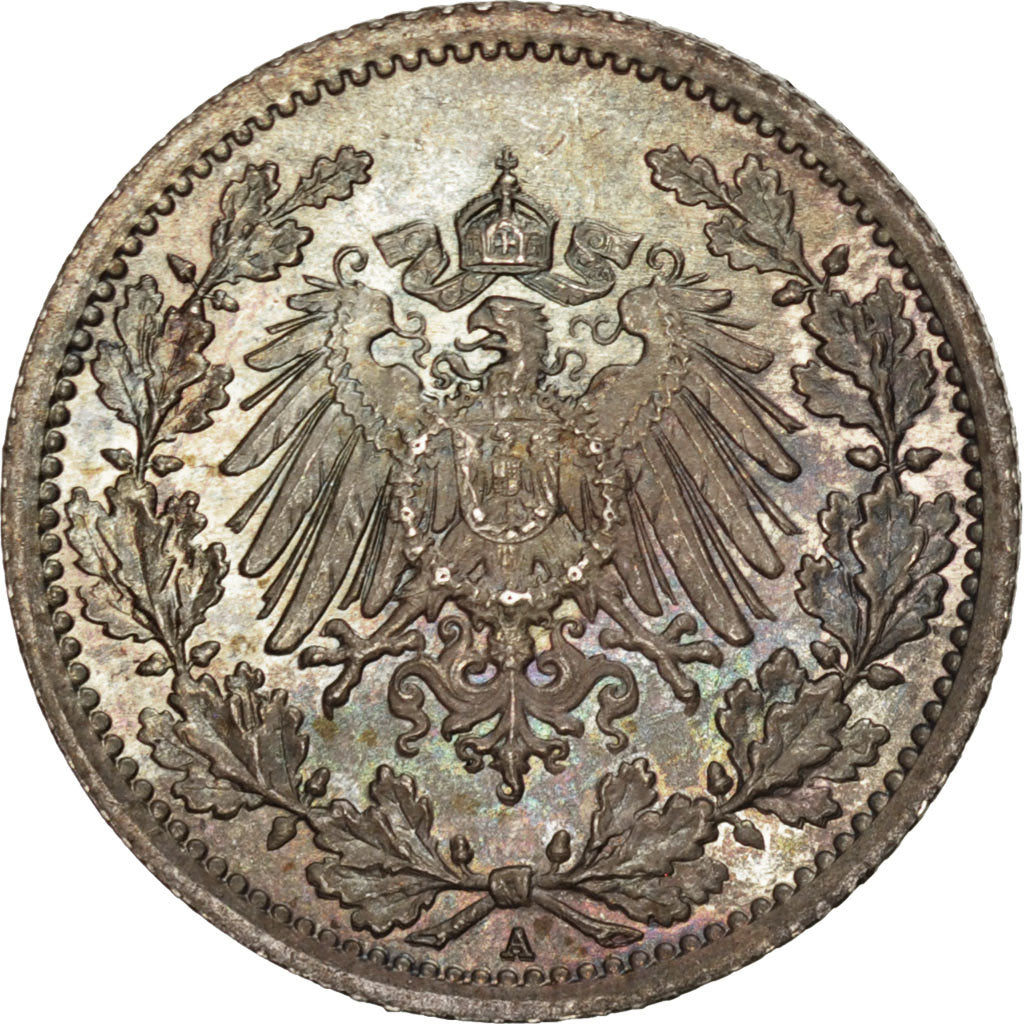 Münze, GERMANY - EMPIRE, 1/2 Mark, 1913, Berlin, UNZ, Silber, KM:17