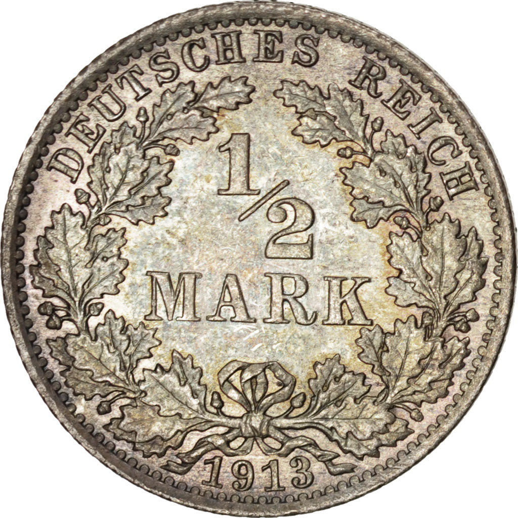 Münze, GERMANY - EMPIRE, 1/2 Mark, 1913, Berlin, UNZ, Silber, KM:17