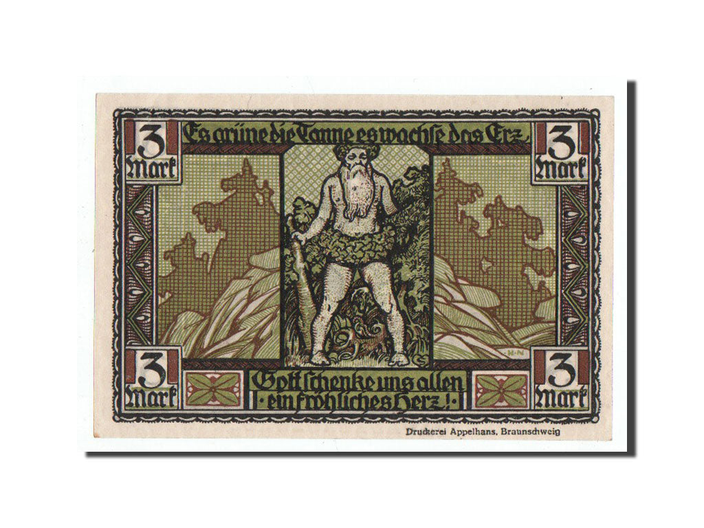 Banknote, Germany, Thale a.Harz Stadt, 3 Mark, personnage, 1921, Undated