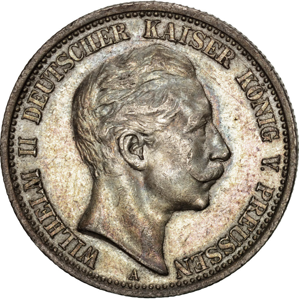 Stati tedeschi, PRUSSIA, Wilhelm II, 2 Mark, 1911, Berlin, BB+, Argento, KM:522