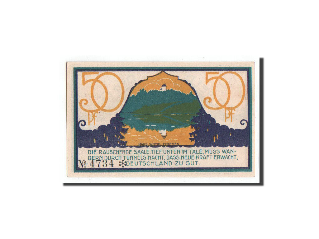 Billet, Allemagne, Ziegenrück, 50 Pfennig, paysage, 1921, 1921-09-01, NEUF
