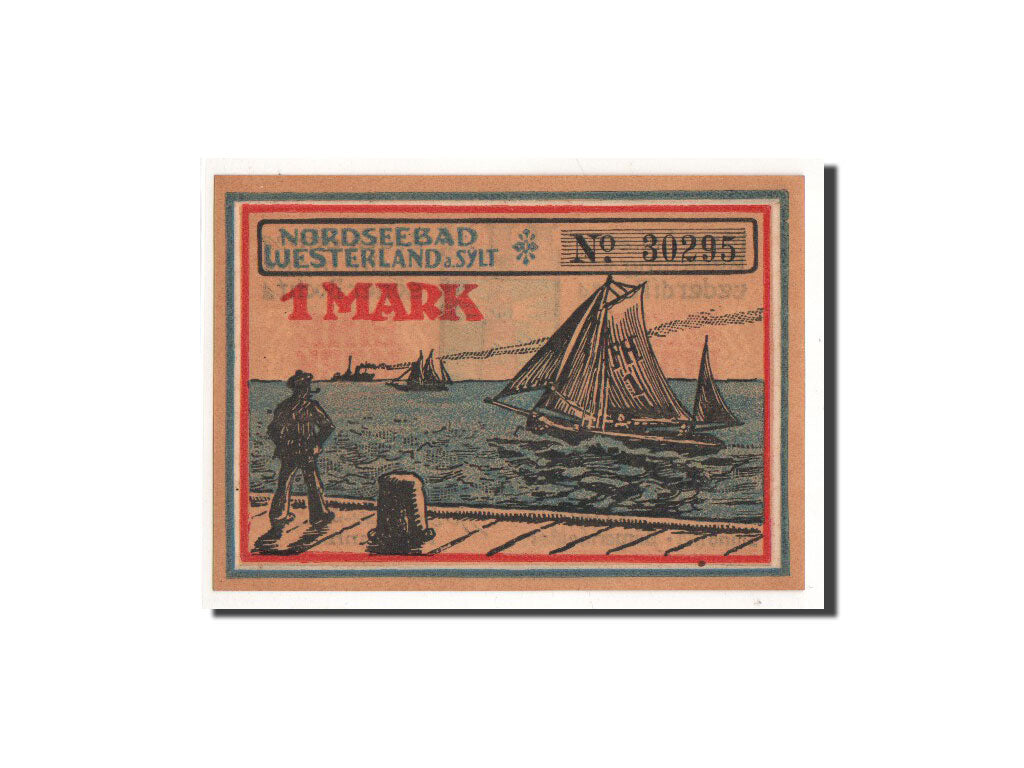 Banknote, Germany, Westerland, 1 Mark, bateau, 1921, Undated, UNC(65-70)