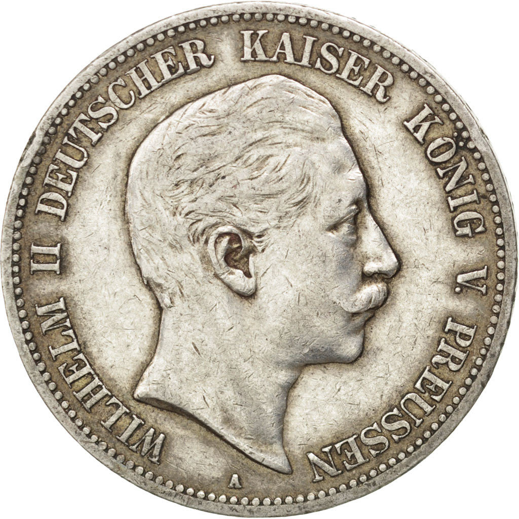 Moneta, Stati tedeschi, PRUSSIA, Wilhelm II, 5 Mark, 1907, Berlin, BB+, Argento