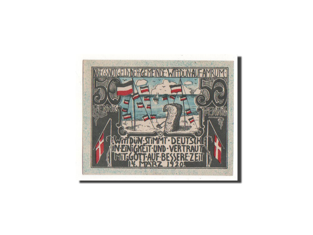 Banknote, Germany, Wittdün, 50 Pfennig, drapeau, 1920, 1920-03-14, UNC(65-70)