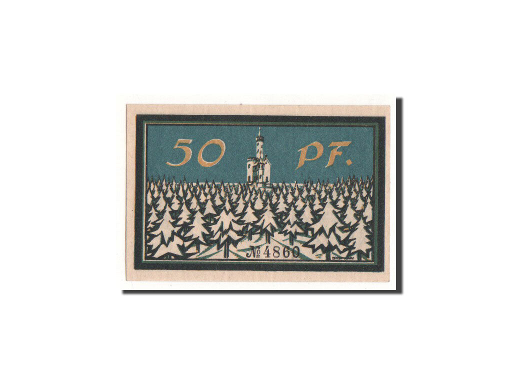 Banconote, Germania, Winterberg, 50 Pfennig, skieur, 1921, 1921-07-15, FDS