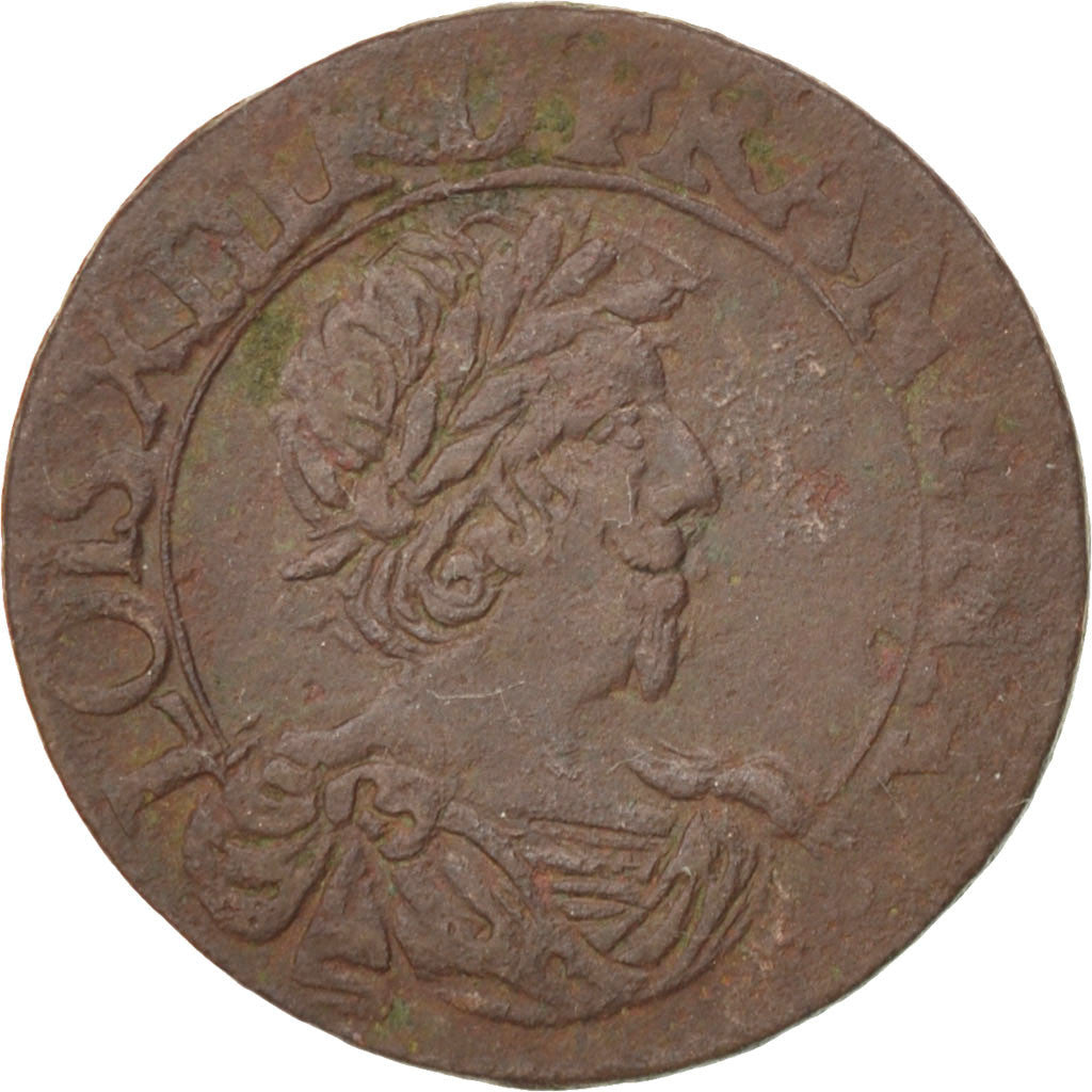 Monnaie, France, Louis XIII, Double tournois, buste laurée et drapé, Double