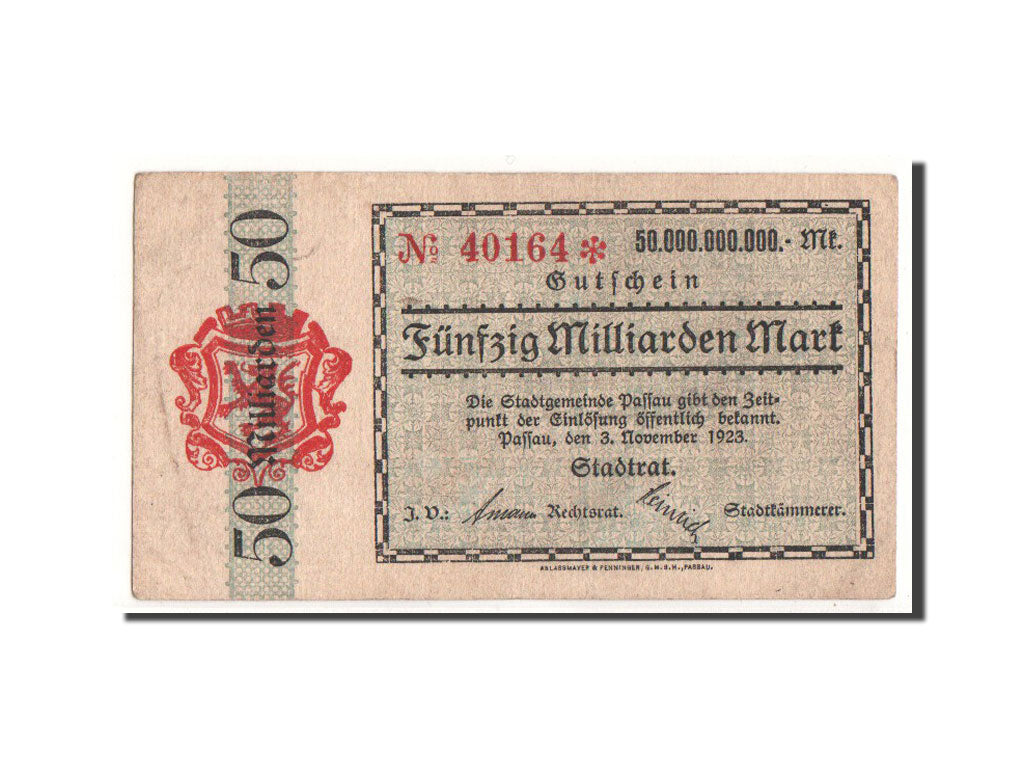 Germany, Passau, 50 Milliarden Mark, Ecusson, 1923, 1923-11-03, UNC(65-70)