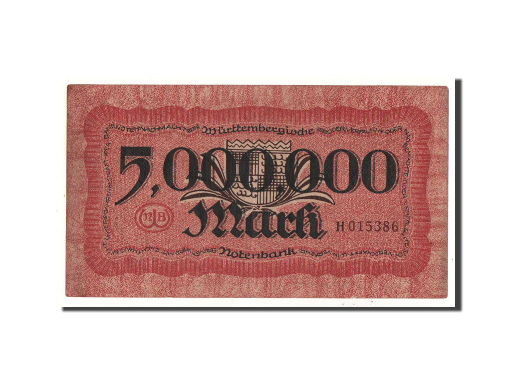 Banknote, Germany, Württemberg, 5 Millionen Mark, Ecusson, 1923, 1923-08-01