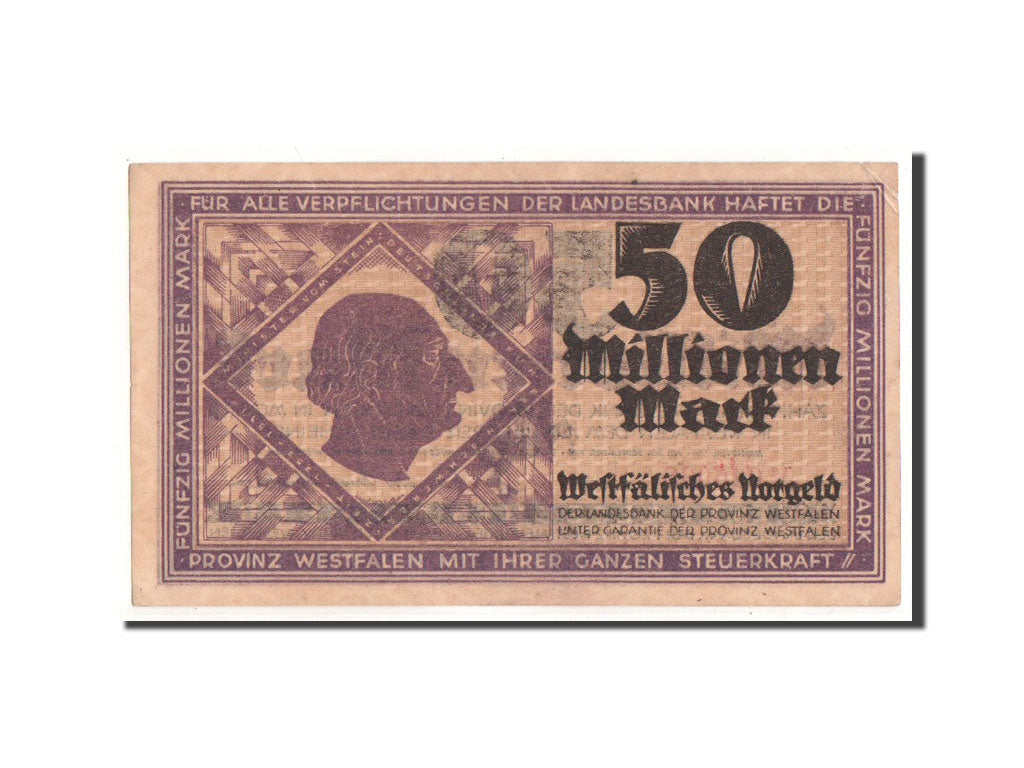 Germany, Westfalen, 50 Millionen Mark, portrait, 1923, 1923-09-20, UNC(63)