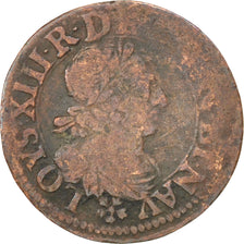 FRANCE, Double tournois, buste laurée et drapé, Double Tournois, 1640, Rouen, KM
