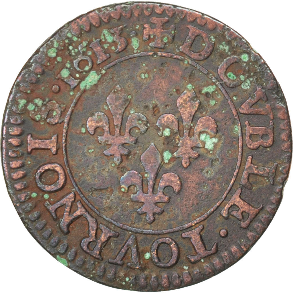 Francia, Louis XIII, Double tournois, buste enfantin, Double Tournois, 1613,...