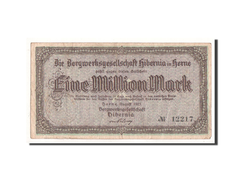 Allemagne, Herne, 1 Million Mark, 1923, Undated, TTB