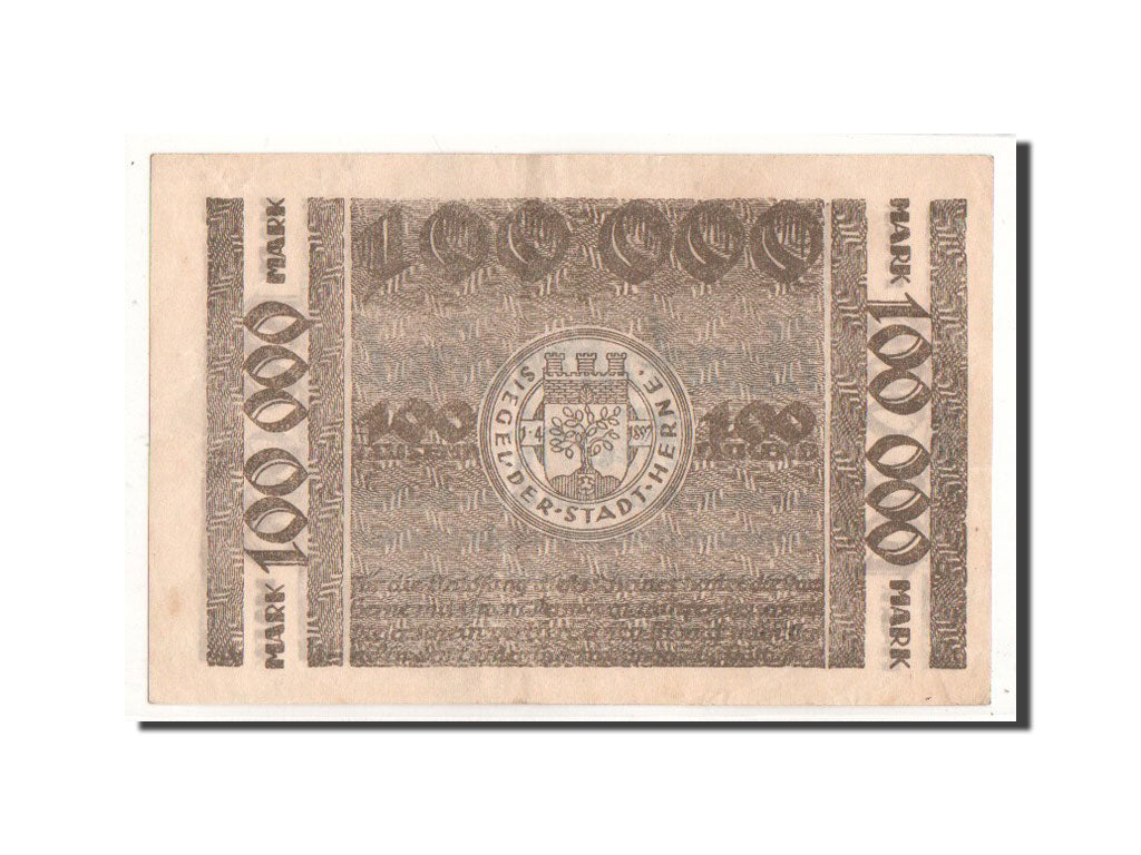 Banknote, Germany, Herne, 100 000 Mark, Ecusson, 1923, 1923-09-25, EF(40-45)