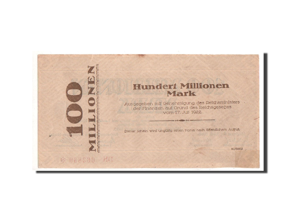 Banknote, Germany, Hörde, 100 Millionen Mark, Citation, 1923, 1923-09-20