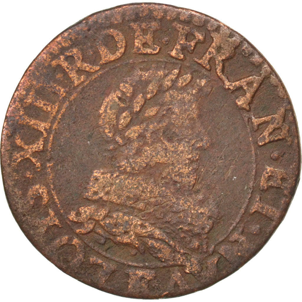 FRANCE, Double tournois, buste juvénile au col fraisé , Double Tournois, 1632, T