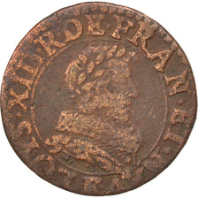 FRANCE, Double tournois, buste juvénile au col fraisé , Double Tournois, 1632, T