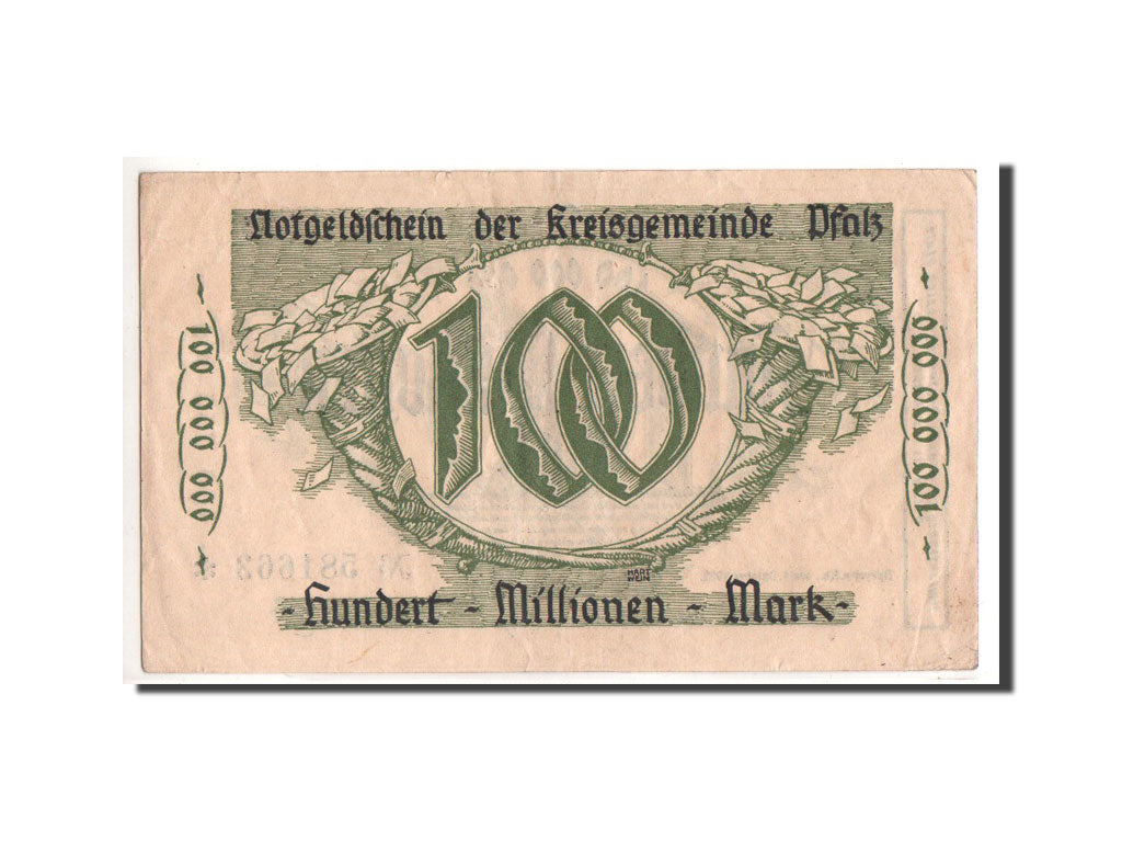 Germany, Speyer, 100 Millionen Mark, corne d'abondance, 1928-10-01, EF(40-45)