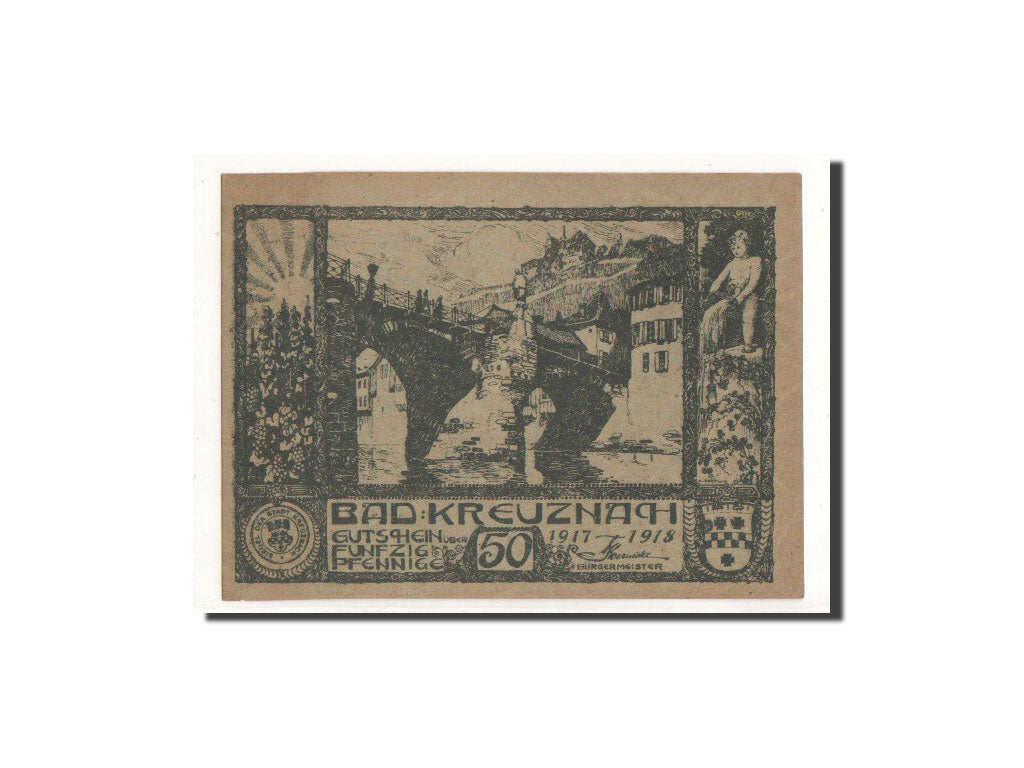 Banknote, Germany, Kreuznach, 50 Pfennig, personnage, 1917, Undated, UNC(63)