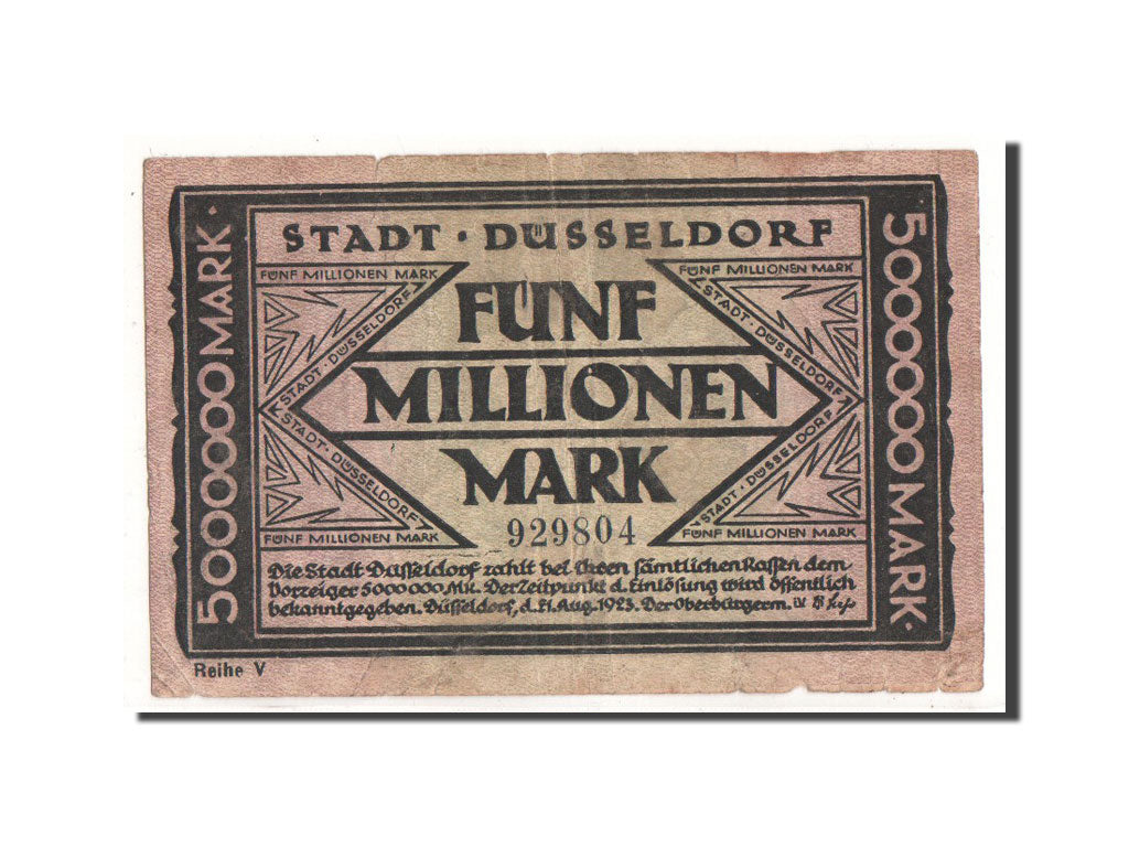 Germania, Düsseldorf, 5 Millionen Mark, personnage, 1923, 1923-08-21, MB+