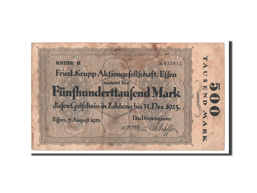 Germany, Essen, 500 000 Mark, dessin, 1923, 1923-12-31, VF(30-35)