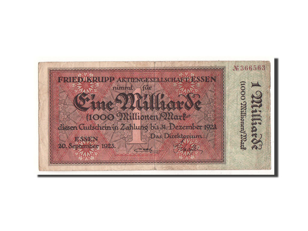 Germany, Essen, 1 Milliarde Mark, dessin, 1923, 1923-12-31, VF(30-35)