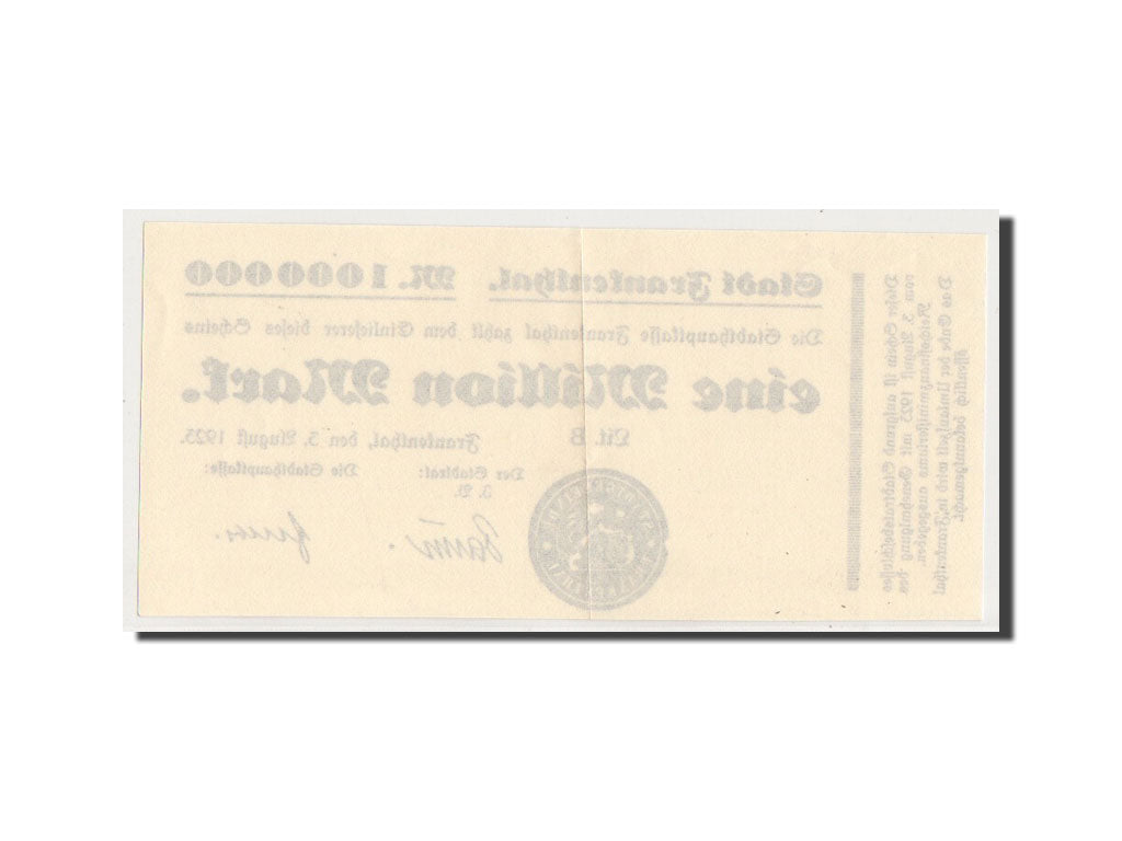 Germany, Frankenthal, 1 Million Mark, Citation, 1923, 1923-08-03, UNC(60-62)