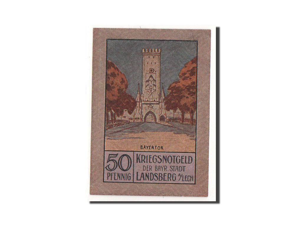 Banknote, Germany, Landsberg, 50 Pfennig, cathédrale, 1919, 1919-01-01