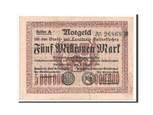 Biljet, Duitsland, Gelsenkirchen, 5 Millionen Mark, Ecusson, 1923, 1923-08-09